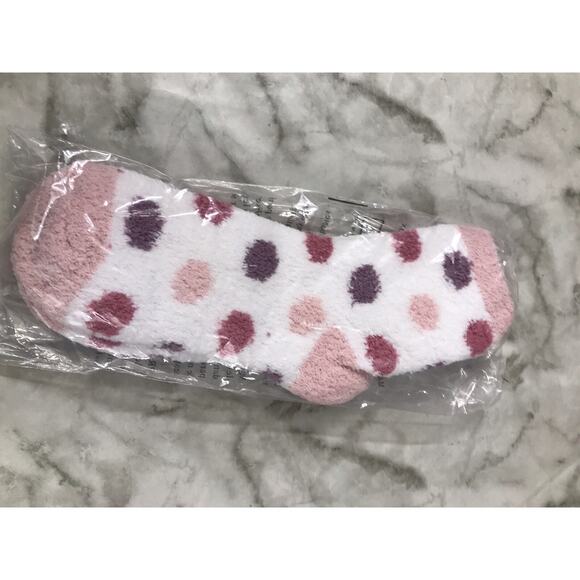 New Mary Kay Fuzzy Socks Stocking Stuffer Pink Polka Dot Multicolor Cozy Gift - Picture 2 of 3